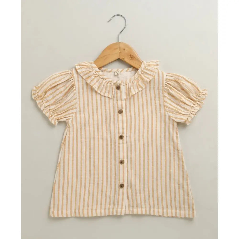 Sweetlime By AS Baby Girls Honey Stripe Organic Cotton Co-ord Set with a Hat - Beige