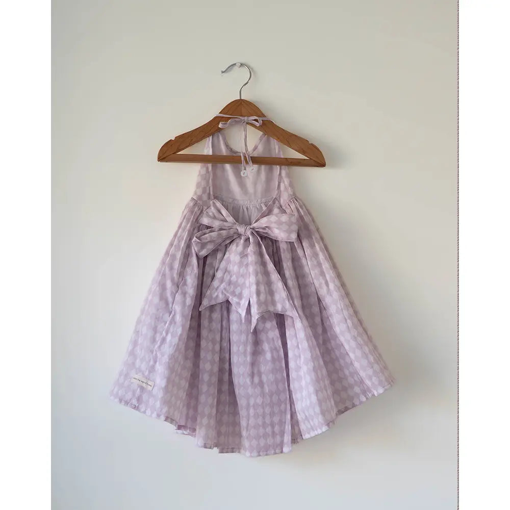 Love The World Today Bloom Dress In Lilac Rhombus For Girls