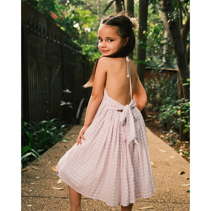 Love The World Today Bloom Dress In Lilac Rhombus For Girls