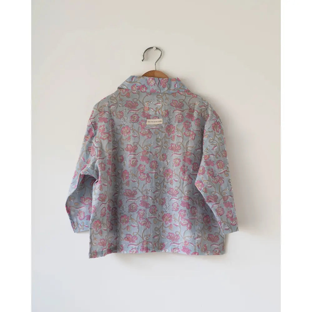 Love The World Today Cloud Drift Shirt For Boys In Sky Blue Butterfly