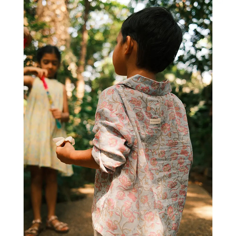 Love The World Today Cloud Drift Shirt For Boys In Sky Blue Butterfly