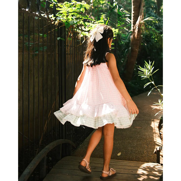 Love The World Today Pocketful Of Sunsets Dress For Girls In Rhombus Block Print