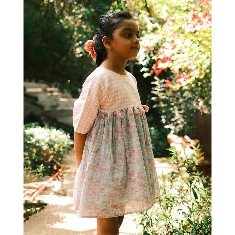 Love The World Today Tassel Dress For Girls In Sky Blue Butterfly