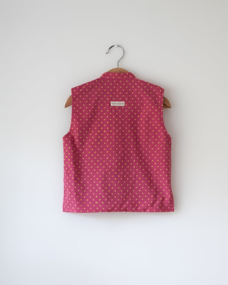 Love The World Today Kumkum Magenta Polka Cotton Bandi Jacket For Boys