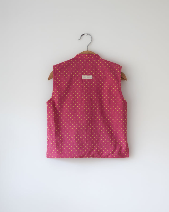 Love The World Today Kumkum Magenta Polka Cotton Bandi Jacket For Boys