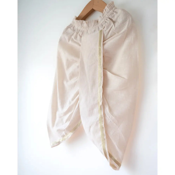 Love The World Today Feeling Festive Unisex Dhoti in Kora Slub Handwoven Cotton