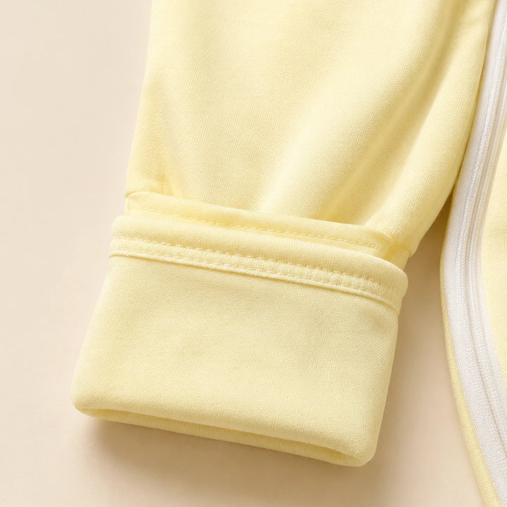 Faura Unisex Banana Cotton Colorblock Sleepsuit - Cream