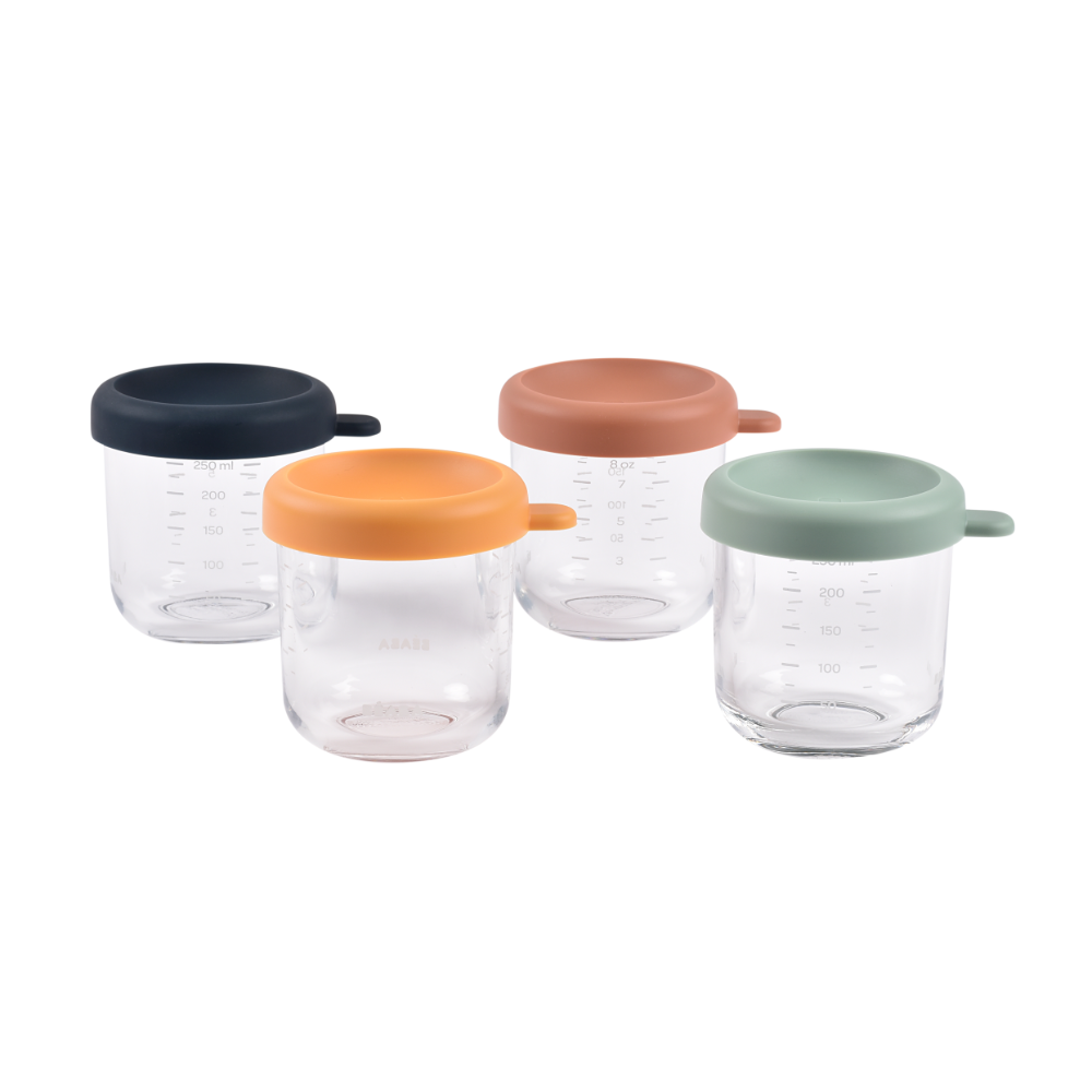 Beaba Set of 4 Glass Food Storage Containers 250 ml - Sunrise