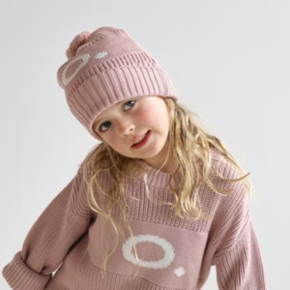 NamelyCo's Chunky Knit Letter Beanie - Ballet