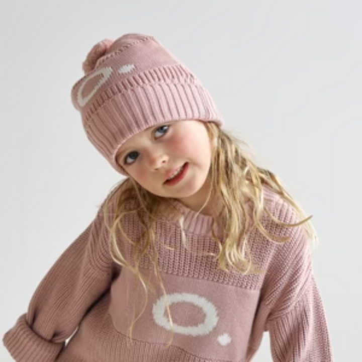 NamelyCo Chunky Knit Letter Beanie - Ballet