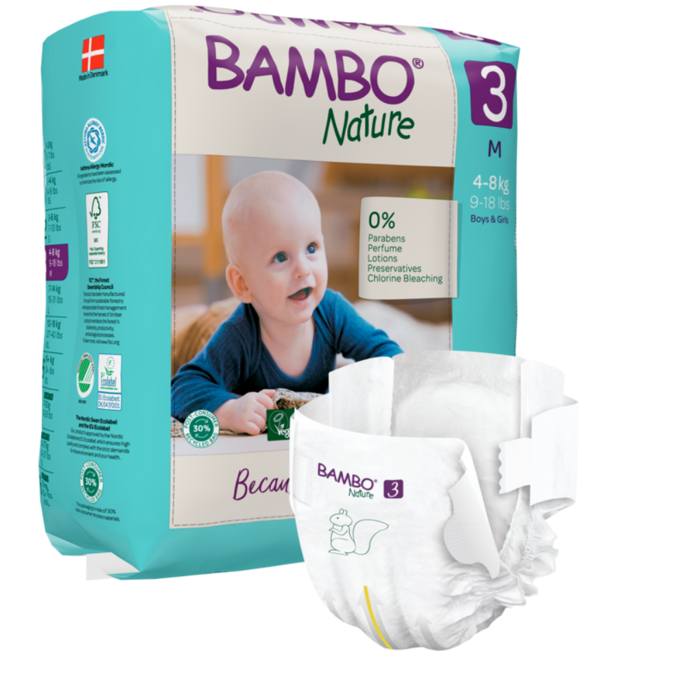 Bambo Nature Skin Friendly Tape Diapers - Medium (4-8 kgs)