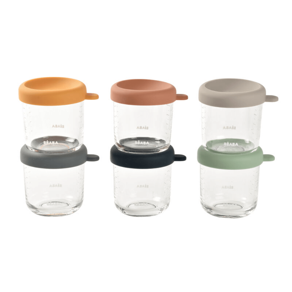 Beaba Glass Storage Jar, 250ml, Set of 6, Sunrise