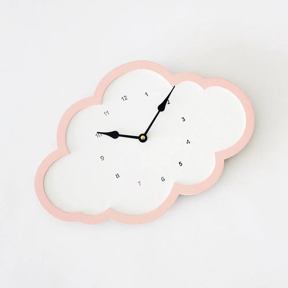 The Tiny Trove Cloud Clock - White - Pink Border