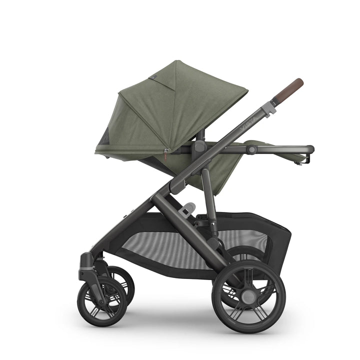 UPPAbaby Vista V3 Reversible Seat Stroller, Flat Recline, Multiple Seat Configurations, Converts to Sibling Stroller, Includes Insect Net and Rain Cover, up to 4 Years - Evelyn/Meadow Green