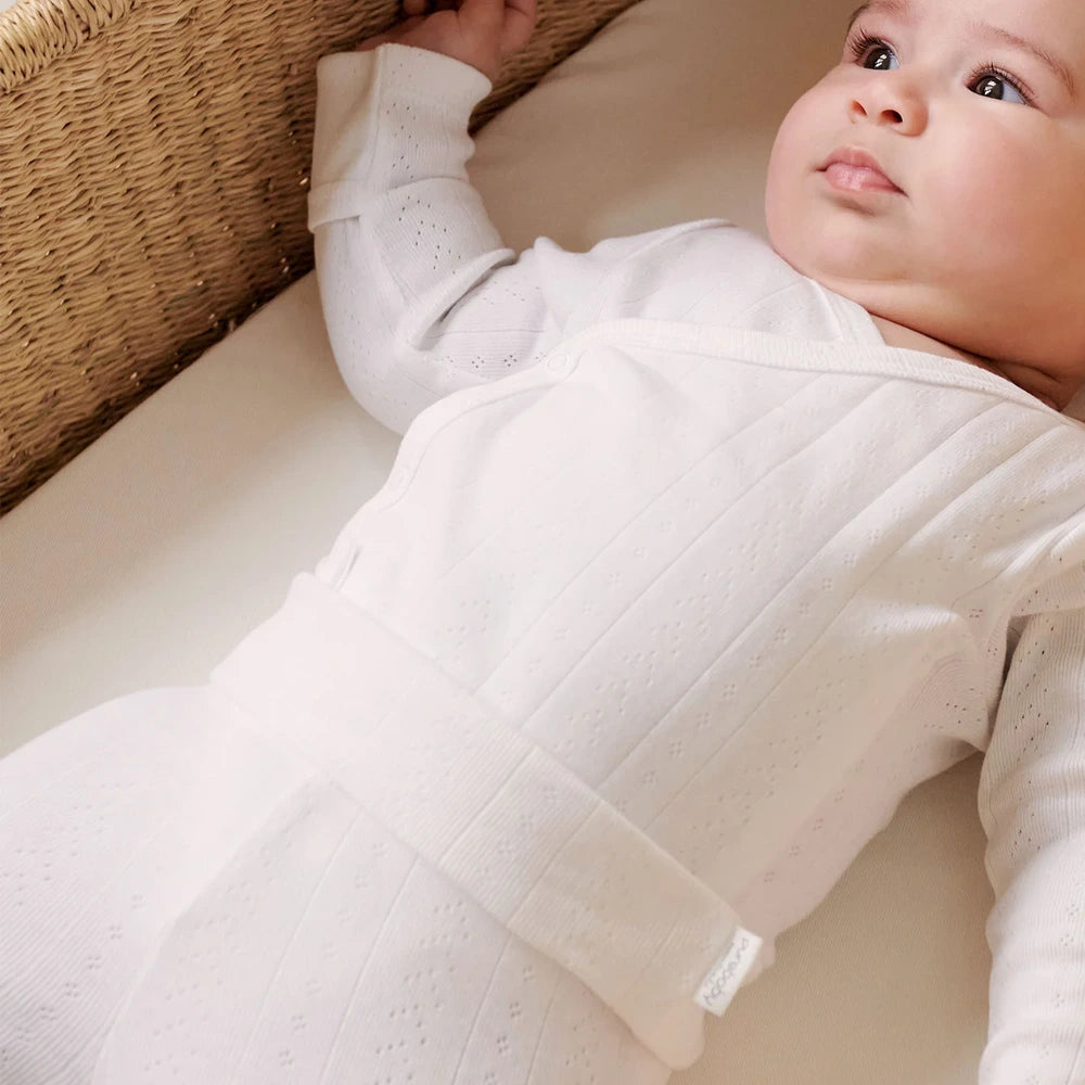 Purebaby Unisex Organic Cotton Pointelle Baby Leggings - White