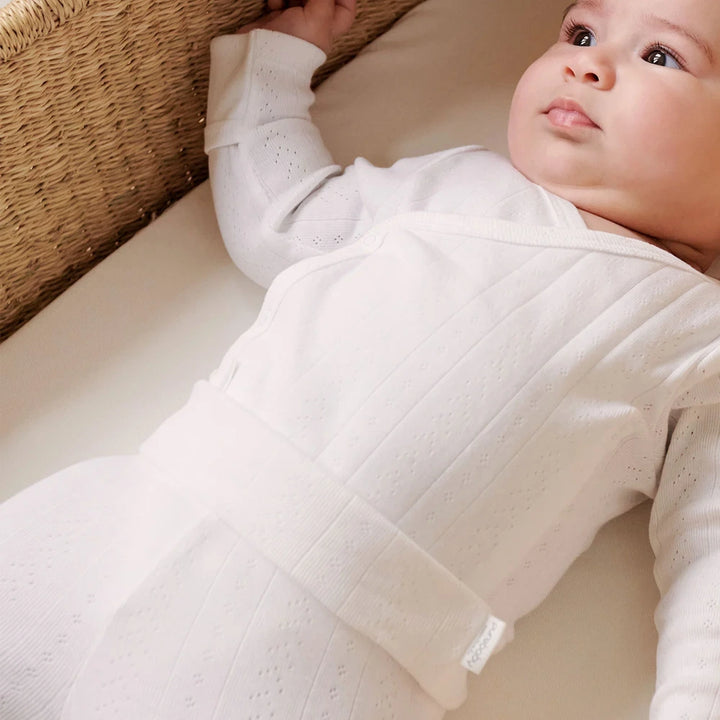 Purebaby Unisex Organic Cotton Pointelle Baby Leggings - White