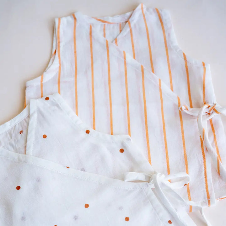 PureCloth.Co Polka Stripe Muslin Jablas for Babies - Off-White