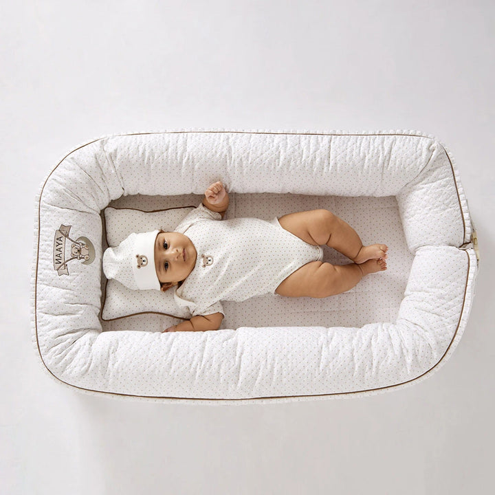 Annasimona Kids Newborn Baby Nest - Polka Dots White