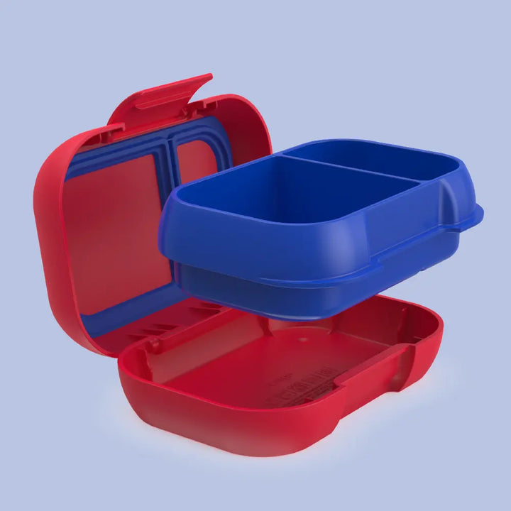 Bentgo Kids Leak-Proof Lunch Box with 2 Compartments, BPA-Free Bento Snack Box, Microwave, Dishwasher &amp; Freezer Safe, 355 ml - Red/Royal