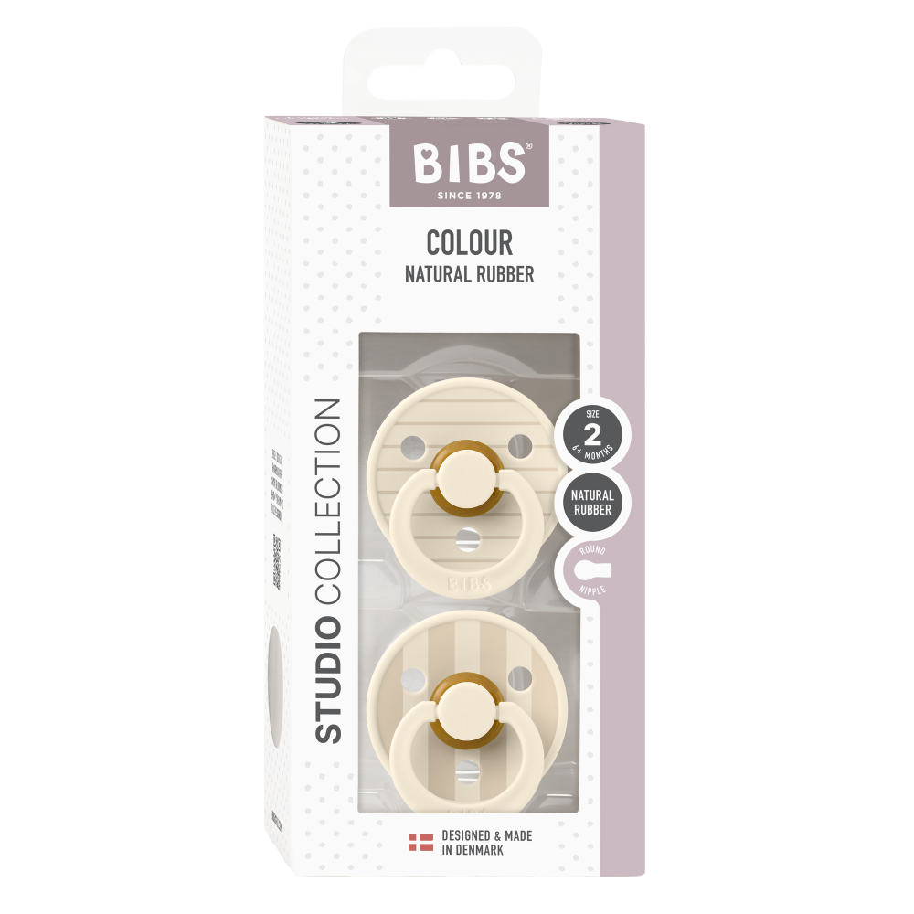 BIBS Latex Round Nipple Pacifier Size 2 - Pack of 2 (Studio Collection)