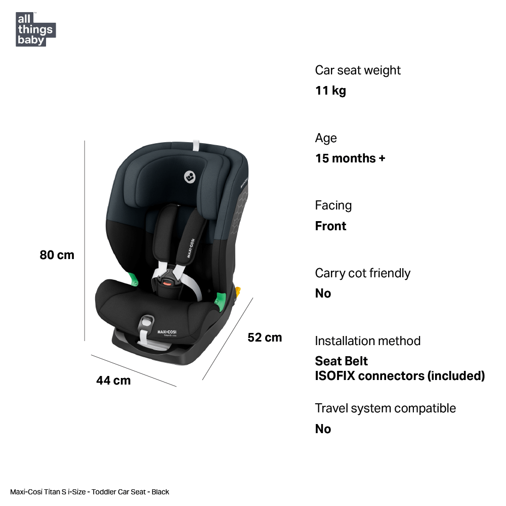 maxi cosi dimensions Maxi-Cosi Titan S i-Size Toddler Car Seat, Forward-Facing, Adjustable – AllThingsBaby.com