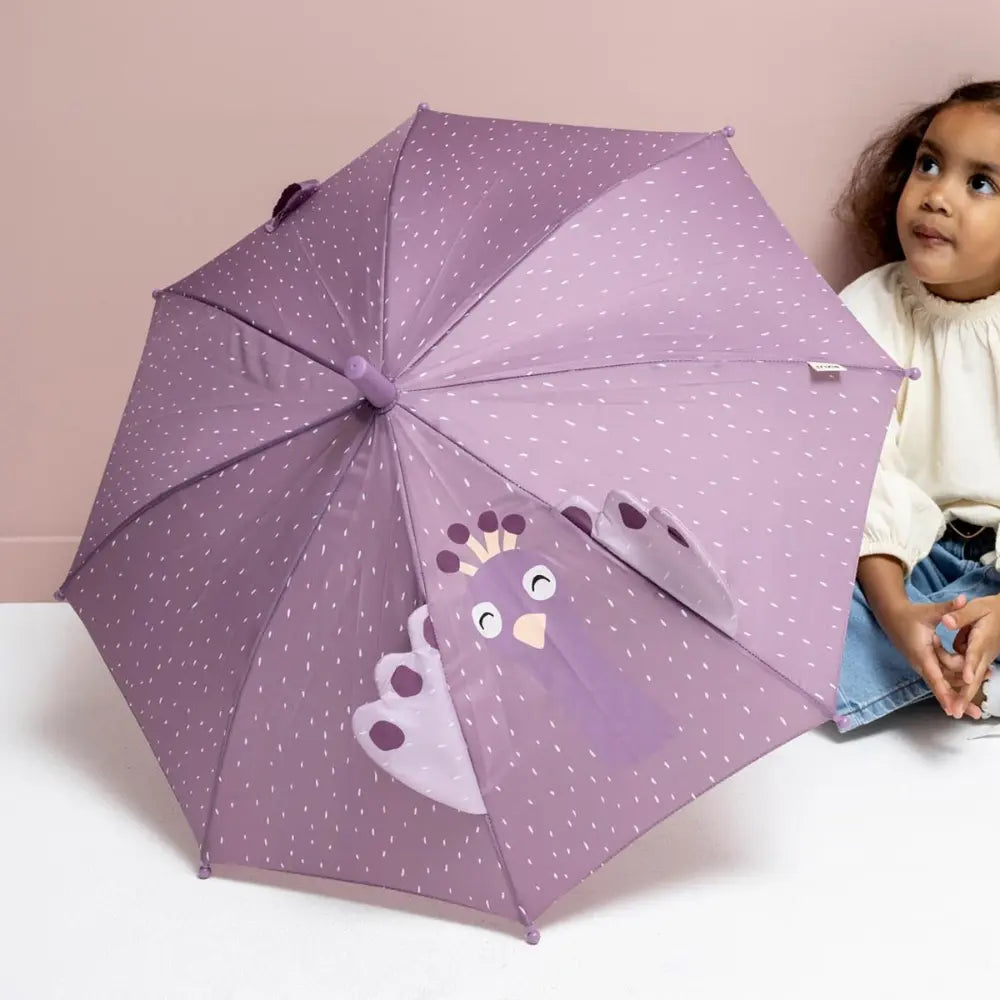 Trixie Kids Umbrella | Lightweight 100% Recycled Polyester Rain Umbrella with Child-Safe Sliding System &amp; Aluminium Frame | 3 Years Onwards | Mrs. Peacock