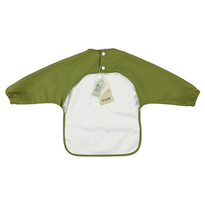 Trixie Waterproof Long Sleeve Baby Bib | Full-Coverage Feeding Bib with Food Catcher Pocket &amp; Easy-Clean Design | 6 Months Onwards | Mr. Dino