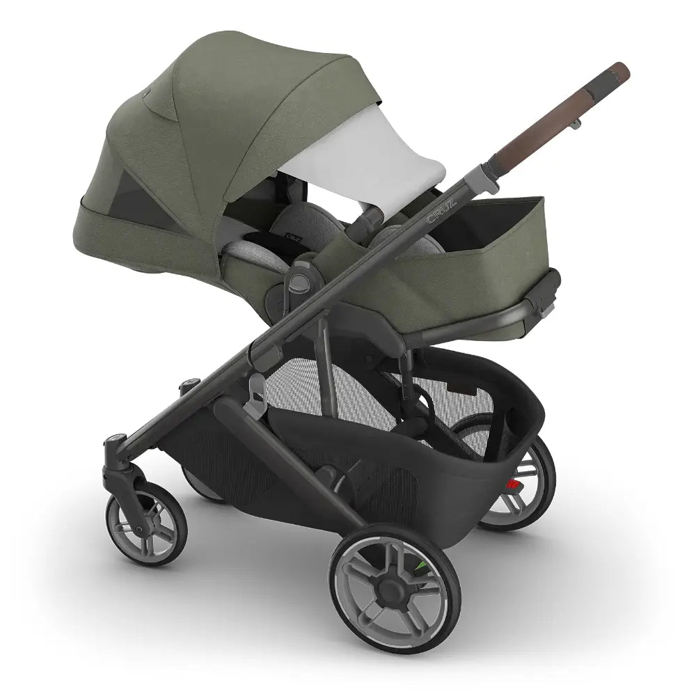 UPPAbaby Cruz V3 City Stroller, Reversible Seat, Flat Recline, Includes Bumper Bar, Insect Net, Rain Cover, up to 4 Years - Evelyn/Meadow Green