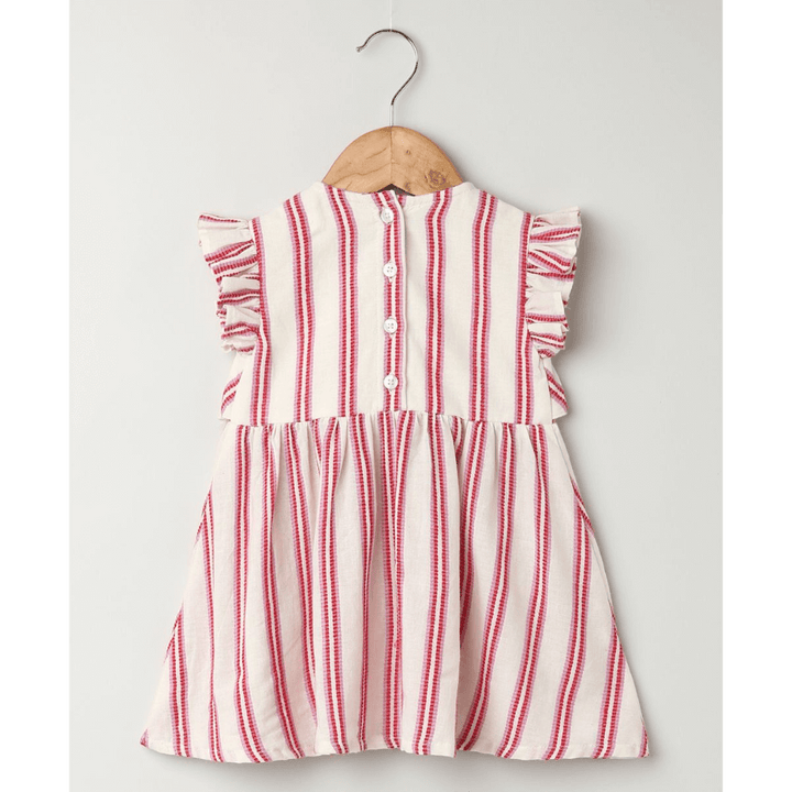 Sweetlime By AS Pink Striped Organic Cotton Dobby Dress &amp; Bloomer Co-ord Set