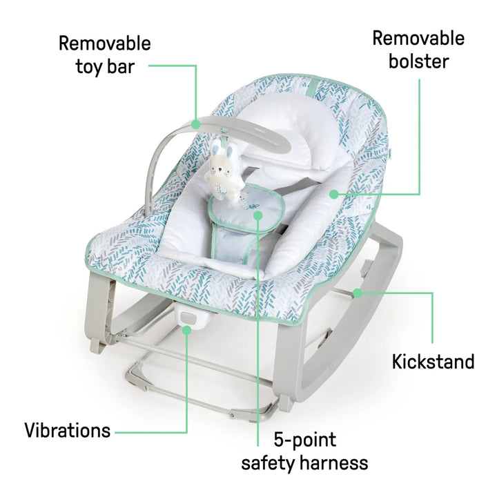 Ingenuity Keep Cozy 3-in-1 Grow with Me Baby Bouncer, Rocker &amp; Toddler Seat with Soothing Vibrations, 0 - 30 months - Spruce