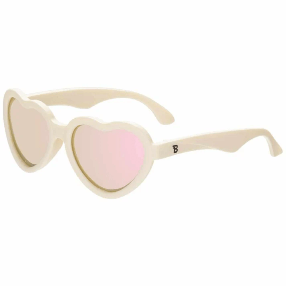 Babiators Polarized Heart Sunglasses: Sweet Cream | Rose Coloured Mirrored Lenses