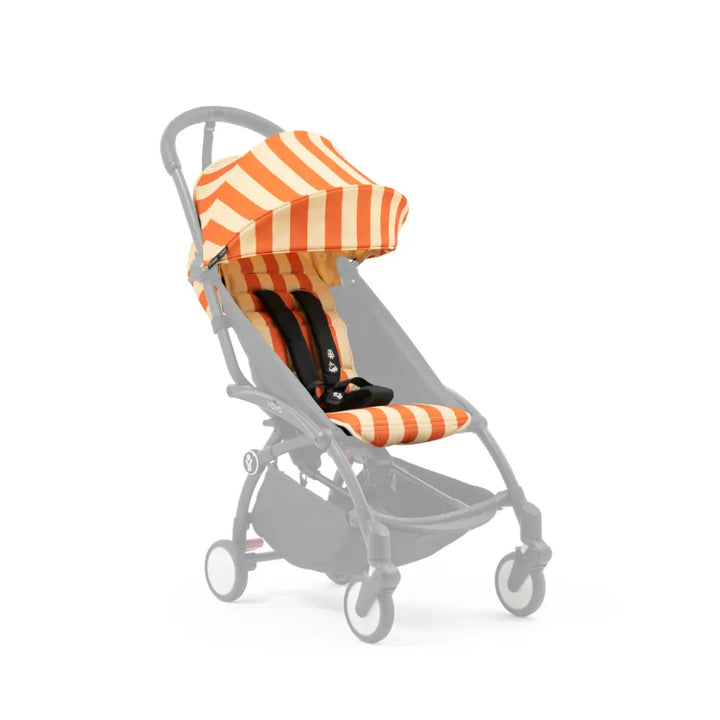 Stokke YOYO³ Riviera Summer Kit | Limited Edition Summer Collection for YOYO³ Stroller | Includes Seat Pad, Extendable UPF 50+ Canopy &amp; Zipped Back Pocket | Lightweight Luxury Travel Styling | Requires YOYO³ Frame (Sold Separately) - Capri