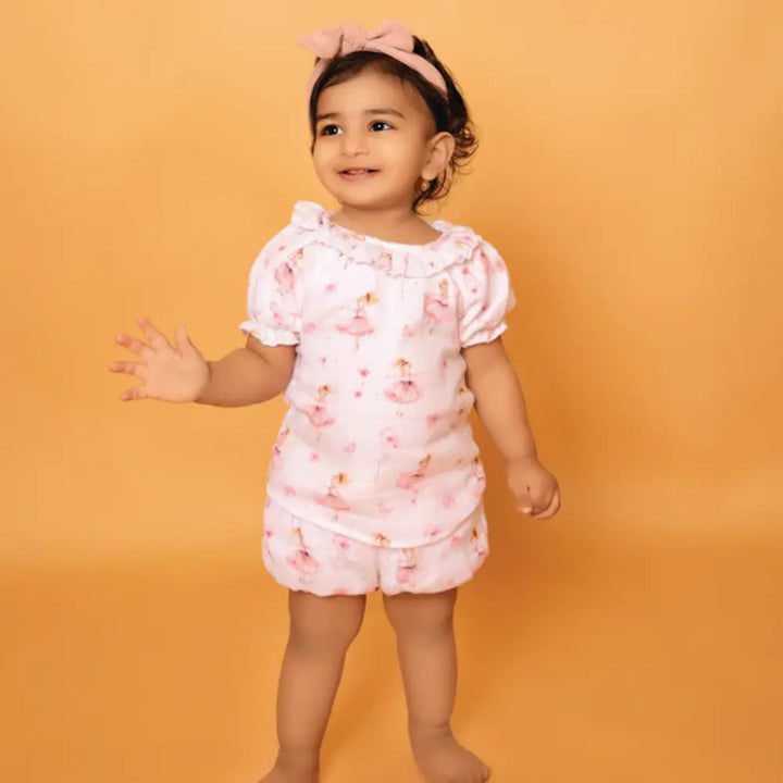 Cot &amp; Candy Baby Muslin Bloomers With Frill Top - Ballerina