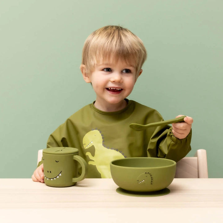 Trixie Silicone Suction Bowl | 100% Food-Grade Silicone Feeding Bowl with Stick &amp; Stay Base, Easy-Clean Design &amp; Self-Feeding Support | 4 Months Onwards | Mr. Dino
