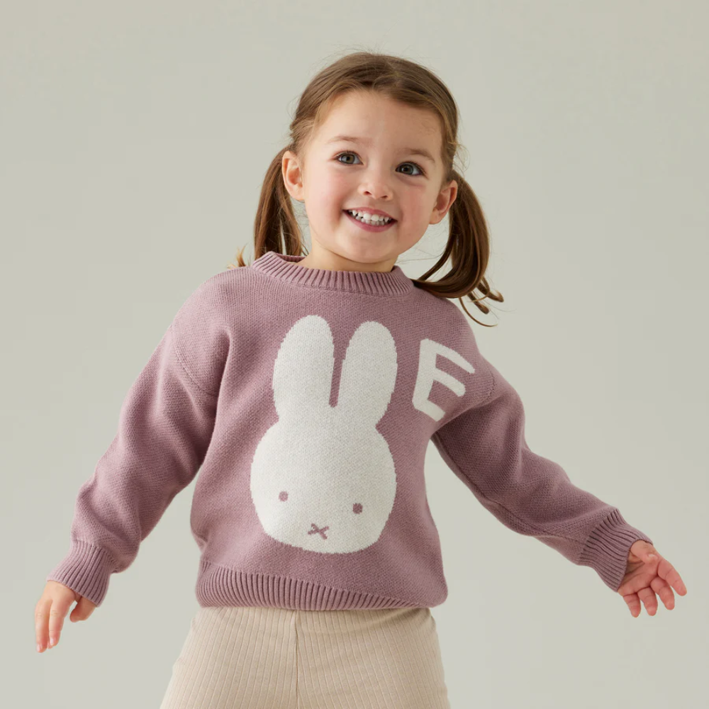 NamelyCo's Personalised Miffy Letter Jumper - Rose Bloom