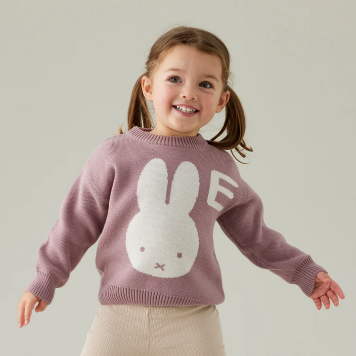 NamelyCo Personalised Miffy Letter Jumper - Rose Bloom