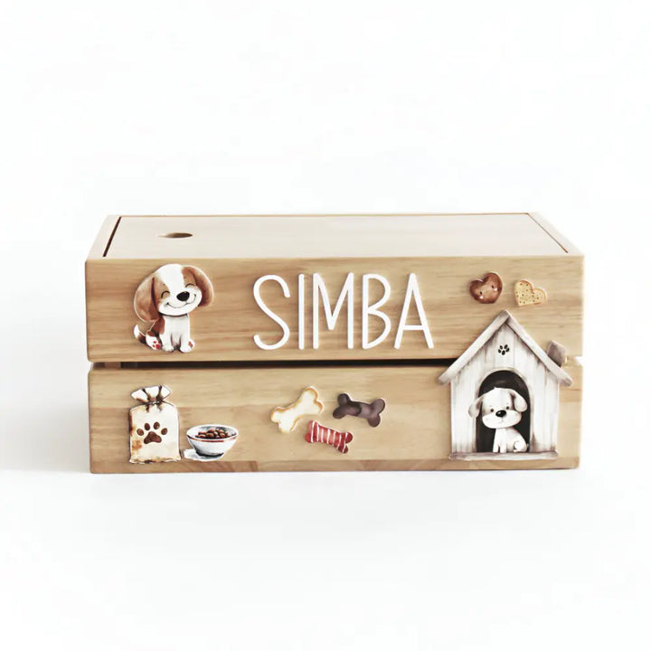 The Tiny Trove Personalized Wooden Box - Doggy Theme