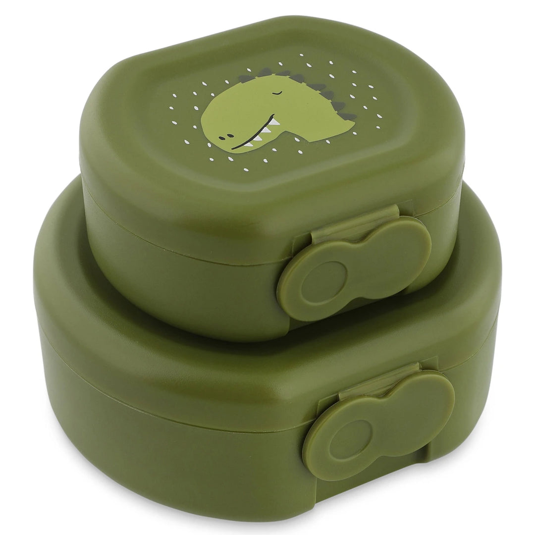 Trixie Kids Snack Box Set | 2-Piece Lunch &amp; Snack Storage Boxes with Easy Clip Closure, Dishwasher-Safe Design for School &amp; Travel | 3 Years Onwards | Mr. Dino