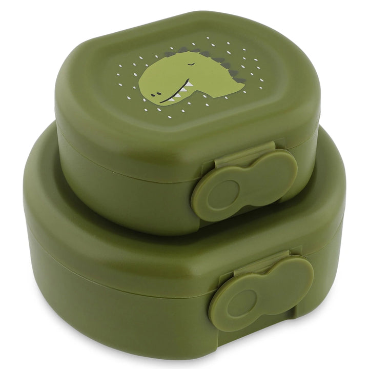 Trixie Kids Snack Box Set | 2-Piece Lunch &amp; Snack Storage Boxes with Easy Clip Closure, Dishwasher-Safe Design for School &amp; Travel | 3 Years Onwards | Mr. Dino