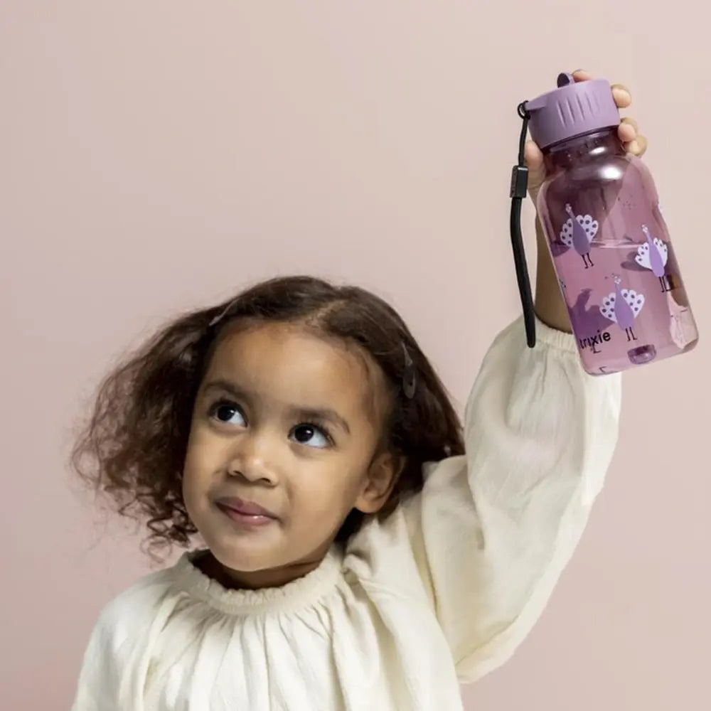 Trixie Tritan™ Kids Water Bottle | 350 ml Leak-Proof Drinking Bottle with Easy-Sip Spout, Carry Loop &amp; Dishwasher-Safe Design | 3 Years Onwards | Proud Peacock