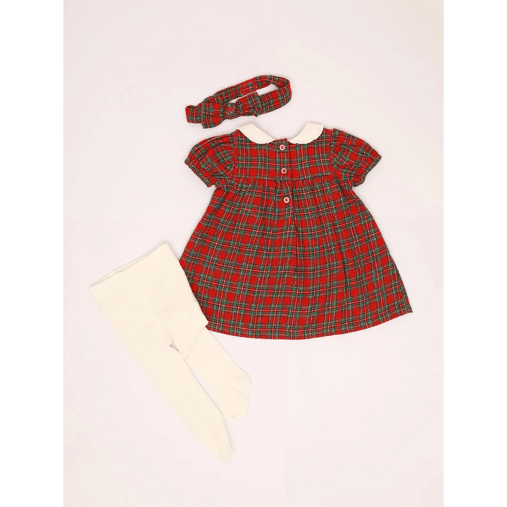The Baby Trunk Baby Girl Holiday Red Plaid Dress Set