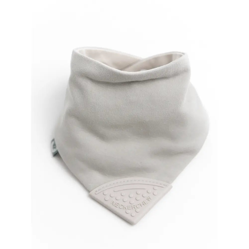 Cheeky Chompers Neckerchew Teething Bib for Babies &amp; Toddlers, Reversible Dribble Bib with Attached Silicone Teether, BPA-Free, Super Absorbent, 2–24 Months - Biscuit