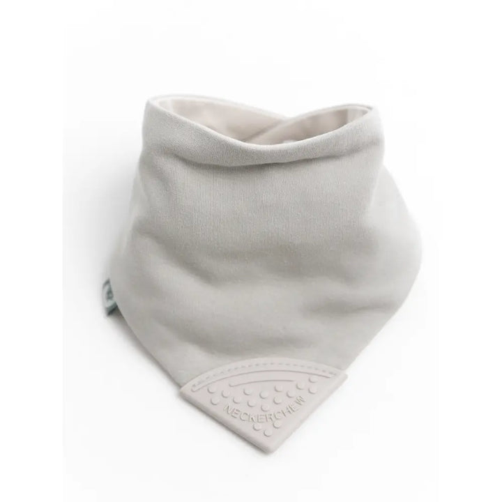 Cheeky Chompers Neckerchew Teething Bib for Babies &amp; Toddlers, Reversible Dribble Bib with Attached Silicone Teether, BPA-Free, Super Absorbent, 2–24 Months - Biscuit