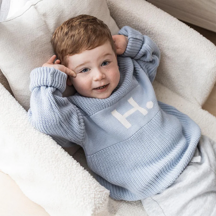 NamelyCo Personalised Letter Jumper - Kentucky Blue