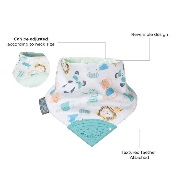 Cheeky Chompers Baby Bib with Teether - Cheeky Animals Neckerchew