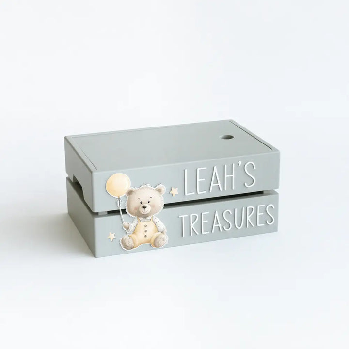 The Tiny Trove My Treasure Box (Teddy Balloon) - Grey