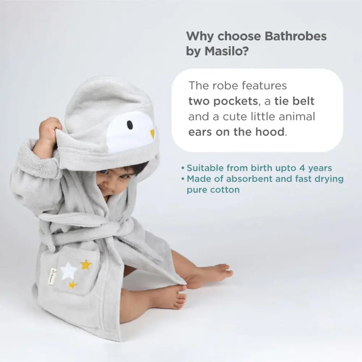 Masilo Hooded Baby Bathrobe – Organic Cotton Hooded Towel Robe, Soft Absorbent Lightweight Bathrobe for Newborns and Infants - Pink