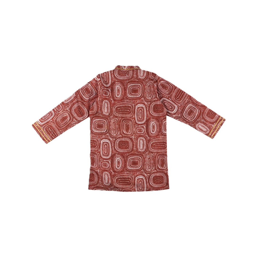 Dulaar Cotton Kurta Pyjama Set for Boys (Gota Work)-Red Dunes