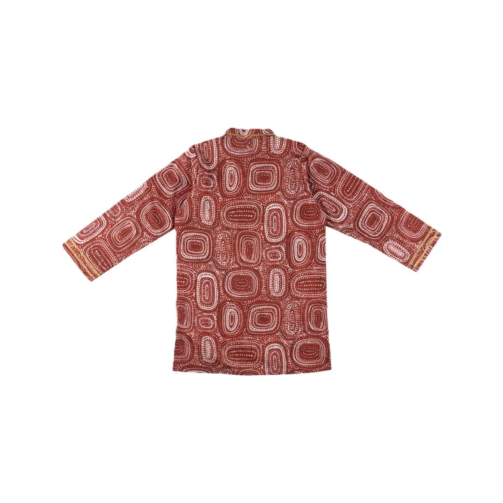 Dulaar Cotton Kurta Pyjama Set for Boys (Gota Work)-Red Dunes