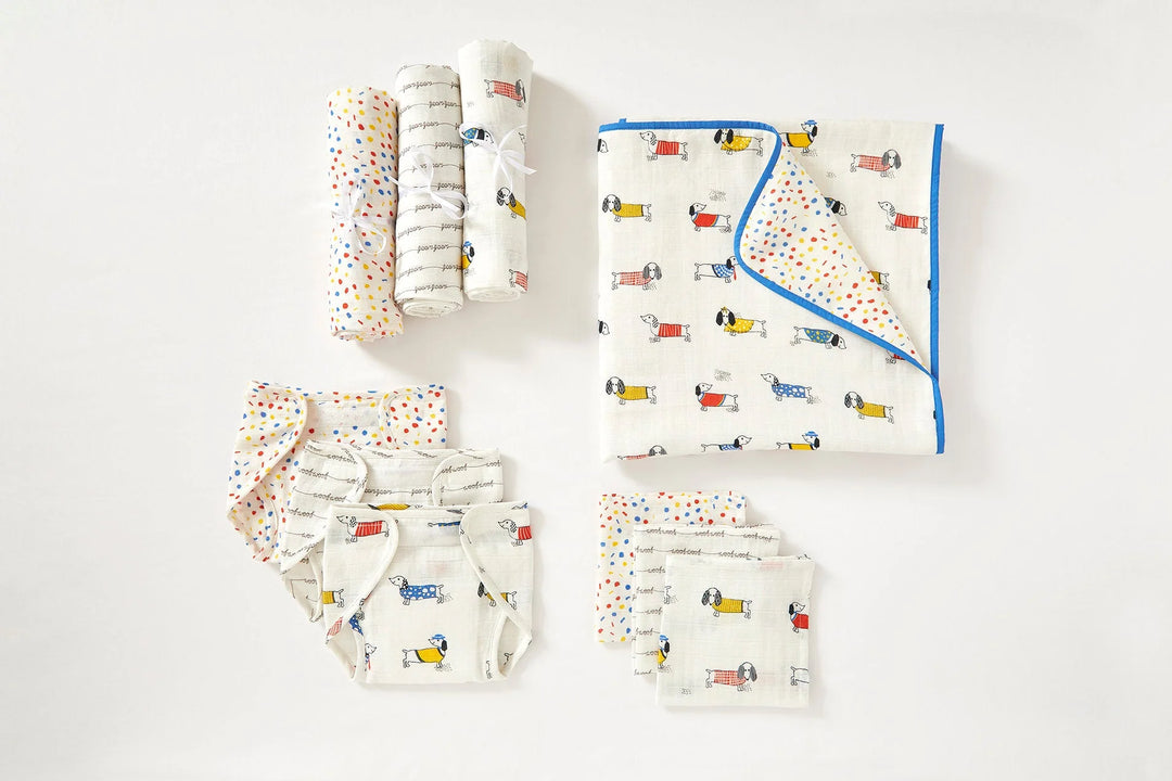 Annasimona Kids Fido Muslin Wash Cloths - Set of Six - ONE SIZE